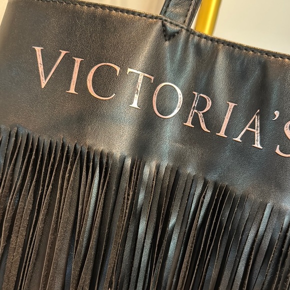 Victoria's Secret Black Fringe Tote with Cascading Tassels - Picture 3 of 12
